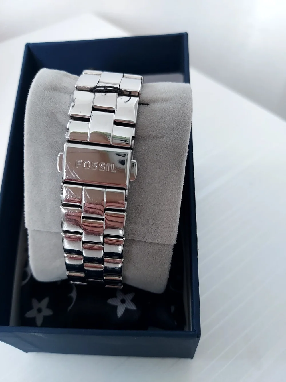 Fossil Women Silver Stainless Steel Chronograph Watch with Textured Dial